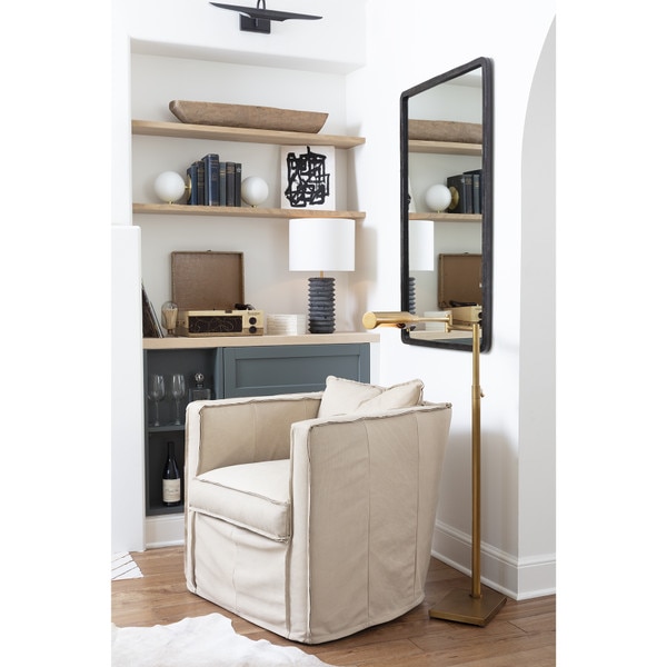 Noir Column Travertine Lamp